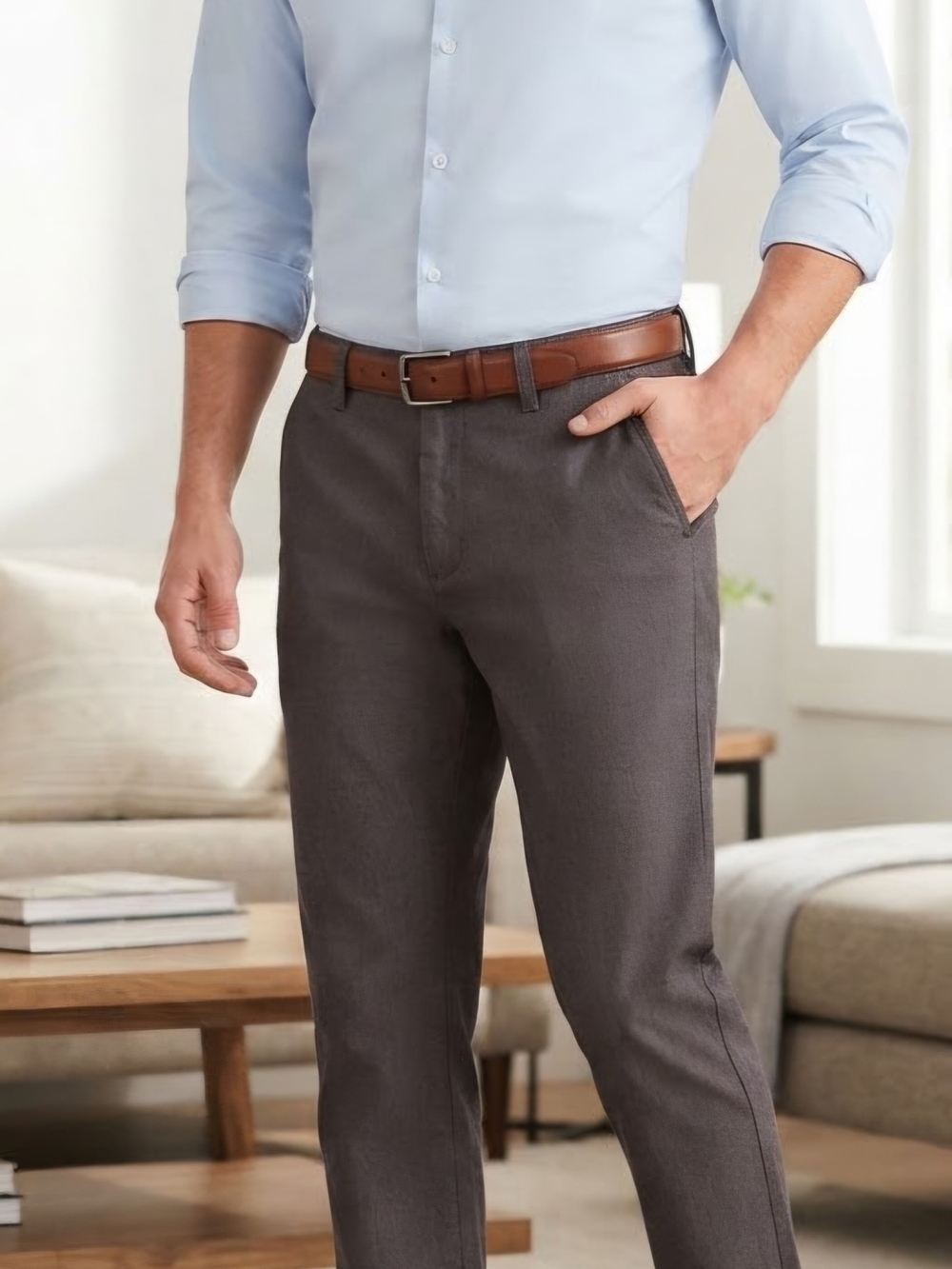 Old Navy Built-In Flex Athletic Taper Chino Pants Gray Cotton Blend 32x34